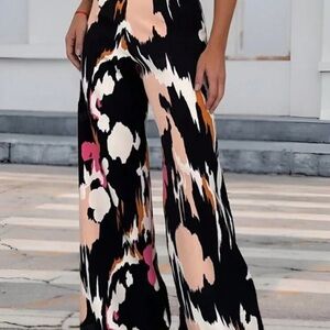 SHEIN Raffinéa Abstract Print Wide-Leg Pants